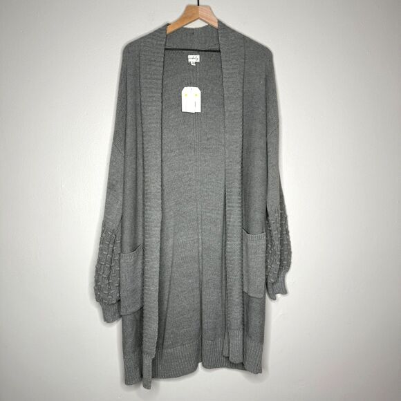 Wonderly Womens Open Front Cardigan Sweater‎ XL Gray Heather Knit Cozy Lounge - Picture 1 of 13
